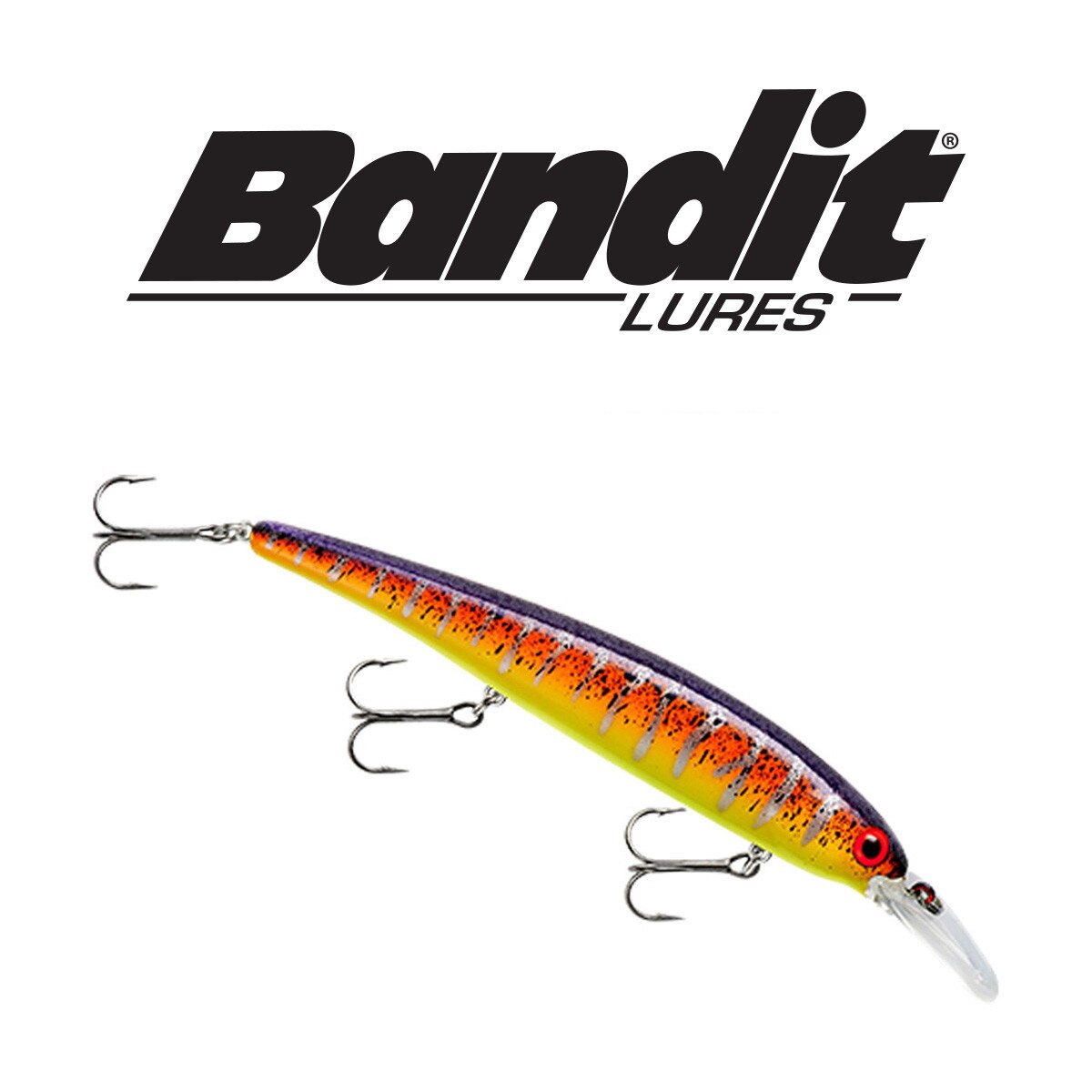 black and orange bandit fishing lure Walleye Shallow Customs Plugs by Bandit Lures Bandit 300 Series Crawfish/Orange Belly