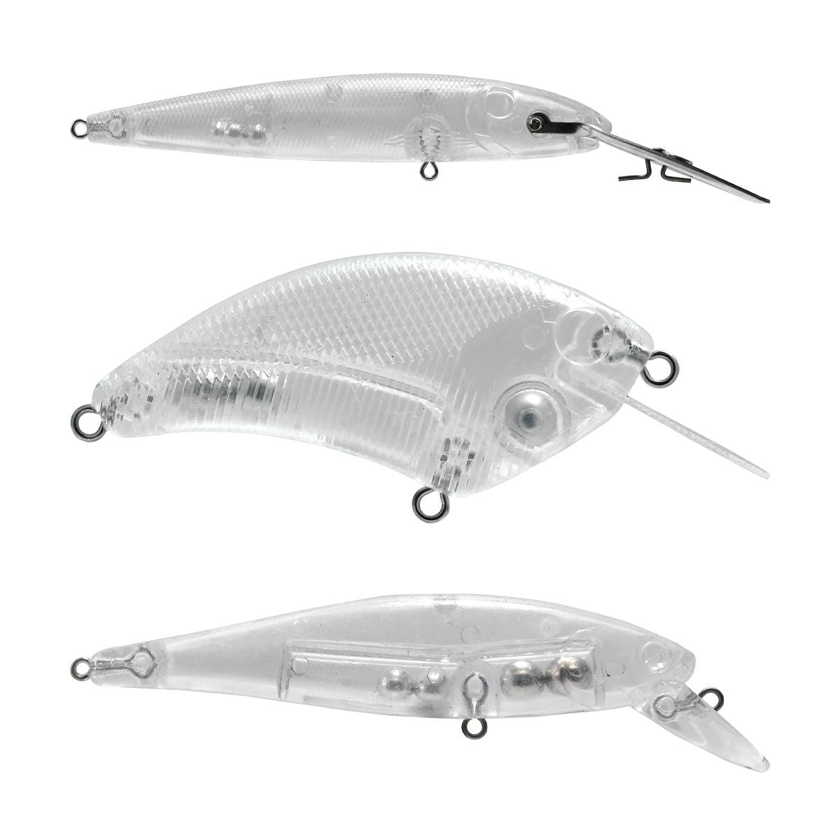 291Pcs Blank Crankbait Unpainted Lures Kit Fishing Plier Treble Hooks Split Ring 