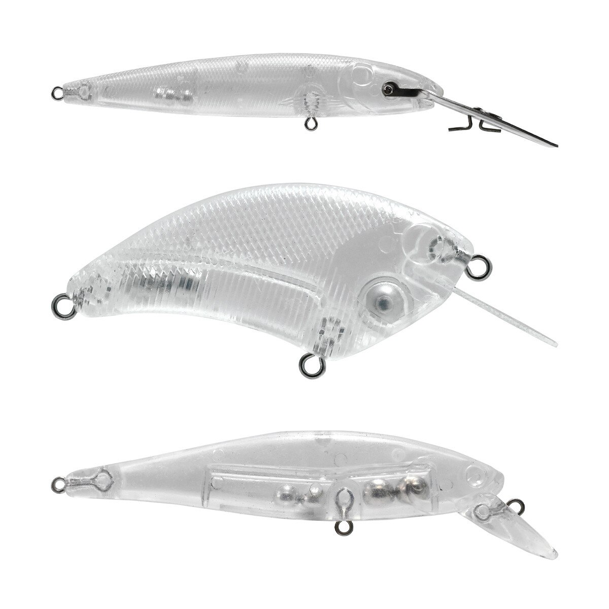 clear plastic fishing lure bodies Free Fisher: Unpainted Lures Design your own lures with the Rapala X Top Right LB105 Lure Bodies