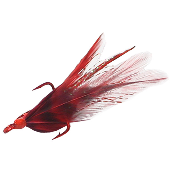 MUSTAD DRESSED ULTRAPOINT TREBLE HOOK, RED FEATHERS, 2 PACK