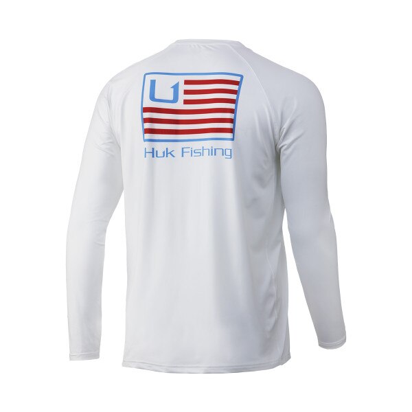 HUK Pursuit Crew T-Shirt à Manches Longues Protection Solaire Chemise, Fin Flats-Harbor Mist, L Homme